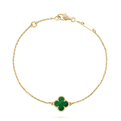 [Bijoux de luxe] Bracelet trèfle malachite 1 motif