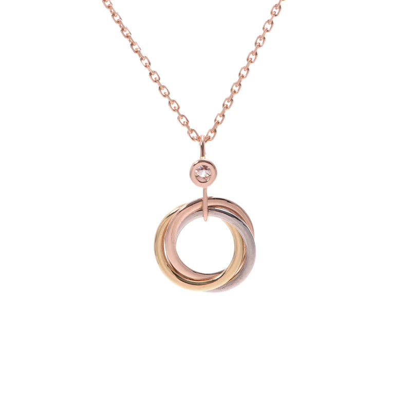 [Luxe Jewelry]TRINITY SILVER GOLD PINK GOLD NECKLACE