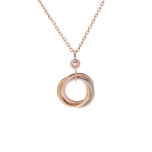 [Luxe Jewelry]TRINITY SILVER GOLD PINK GOLD NECKLACE