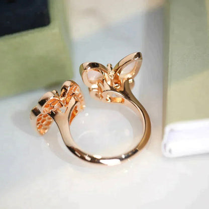 [Bijoux de luxe] BAGUE PAPILLON DOUBLE DIAMANT