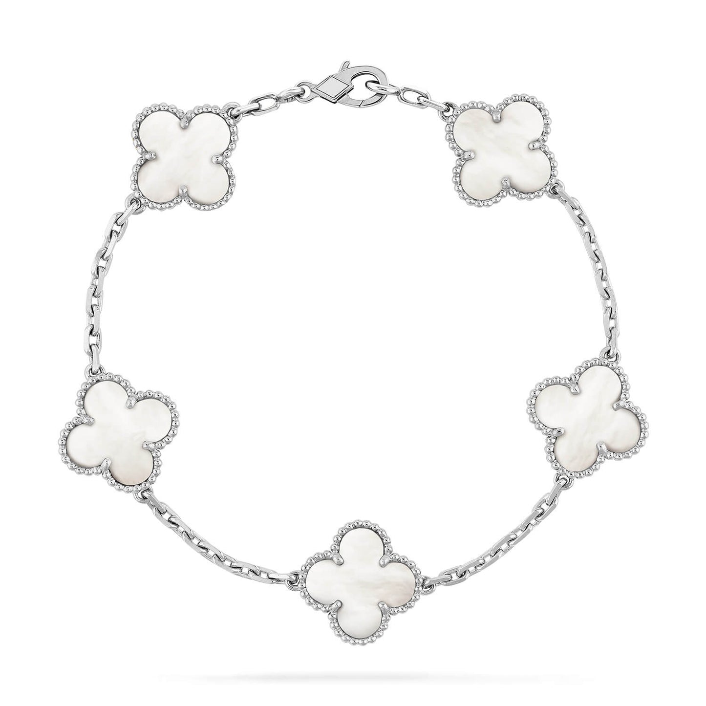 [Bijoux de luxe] Bracelet en nacre argentée à 5 motifs 