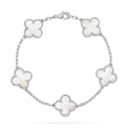 [Bijoux de luxe] Bracelet en nacre argentée à 5 motifs 
