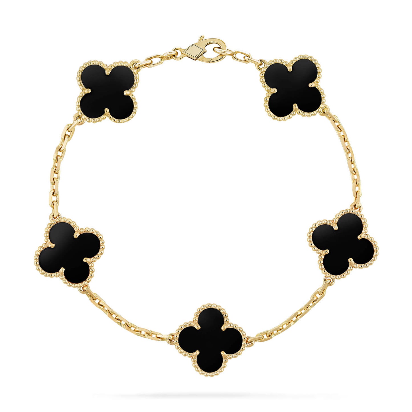 [Luxe Jewelry]CLOVER  5 MOTIFS BLACK ONYX BRACELET