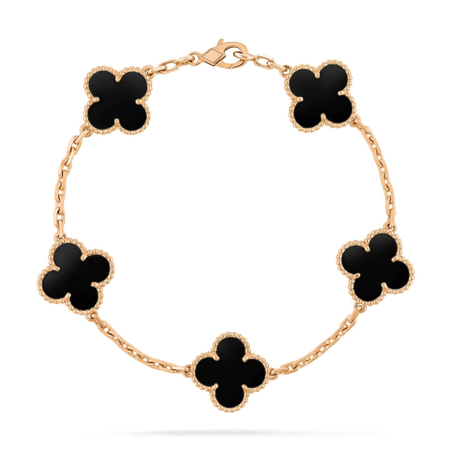 [Luxe Jewelry]CLOVER  5 MOTIFS BLACK ONYX BRACELET