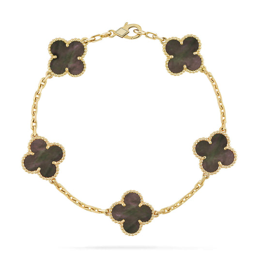 [Luxe Jewelry]CLOVER 5 MOTIF GRAY MOP  BRACELET