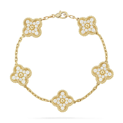 [Bijoux de luxe] BRACELET TRÉFLE 5 MOTIFS ENTIÈREMENT DIAMANT