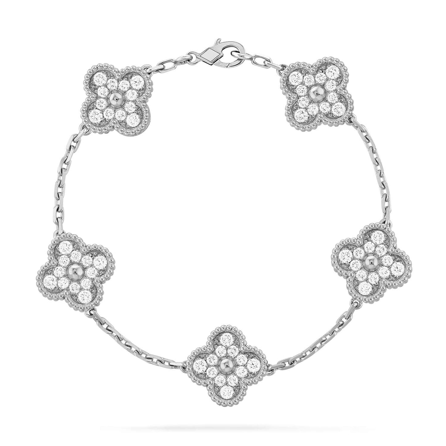 [Luxe Jewelry]CLOVER 5 MOTIFS  DIAMOND BRACELET SILVER