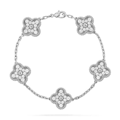 [Luxe Jewelry]CLOVER 5 MOTIFS  DIAMOND BRACELET SILVER