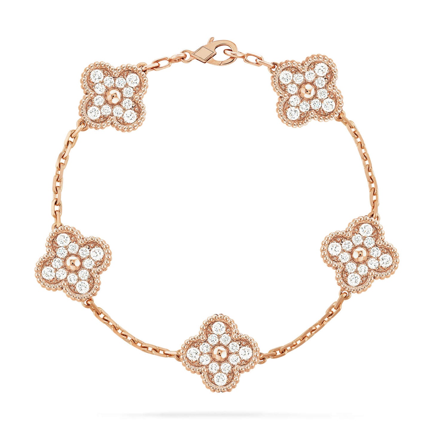 [Bijoux de luxe] BRACELET TRÉFLE 5 MOTIFS ENTIÈREMENT DIAMANT