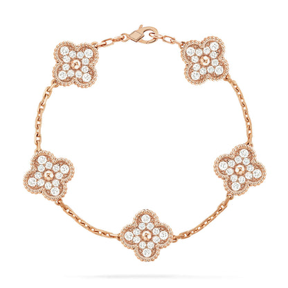 [Bijoux de luxe] BRACELET TRÉFLE 5 MOTIFS ENTIÈREMENT DIAMANT