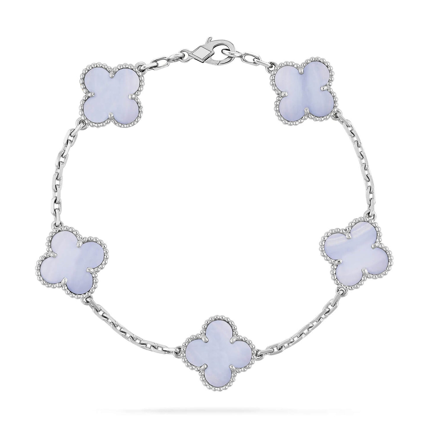 [Luxe Jewelry]CLOVER  5 MOTIF PURPLE CHALCEDONY BRACELET SILVER