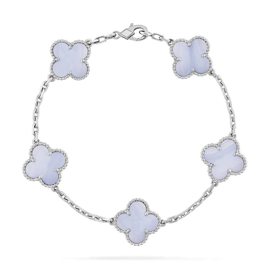 [Luxe Jewelry]CLOVER  5 MOTIF PURPLE CHALCEDONY BRACELET SILVER