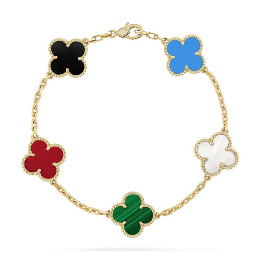 [Bijoux de luxe] BRACELET TRÈFLE 5 MOTIFS MULTICOLORE
