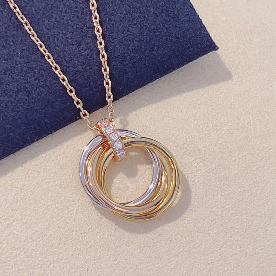 [Luxe Jewelry]TRINITY NECKLACE GOLD  DIAMONDS