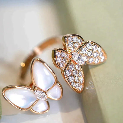 [Bijoux de luxe] BAGUE PAPILLON DOUBLE DIAMANT