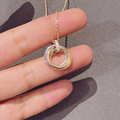 [Luxe Jewelry]TRINITY NECKLACE GOLD  DIAMONDS