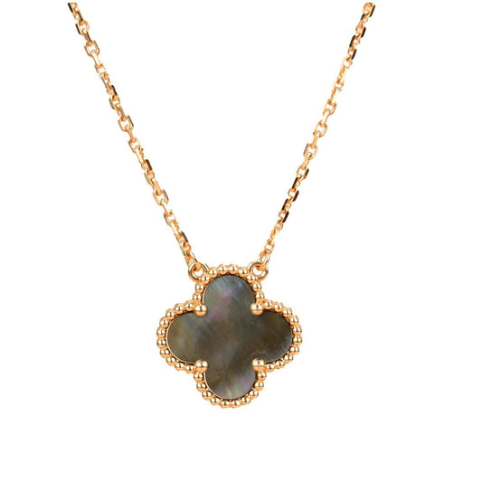 [Luxe Jewelry]CLOVER 15MM  GRAY MOTHER OF PEARL NECKLACE