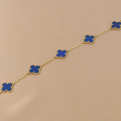 [Luxe Jewelry]CLOVER 5 MOTIFS BLUE AGATE BRACELET
