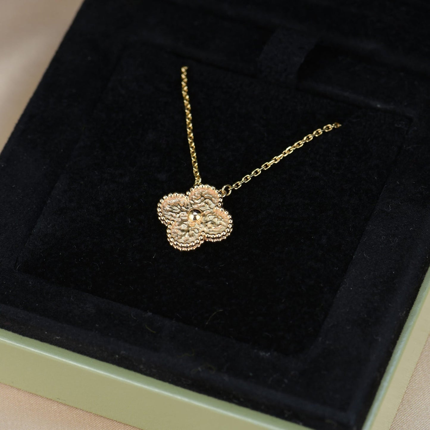 [Luxe Jewelry]CLOVER 15MM  BRONZING NECKLACE