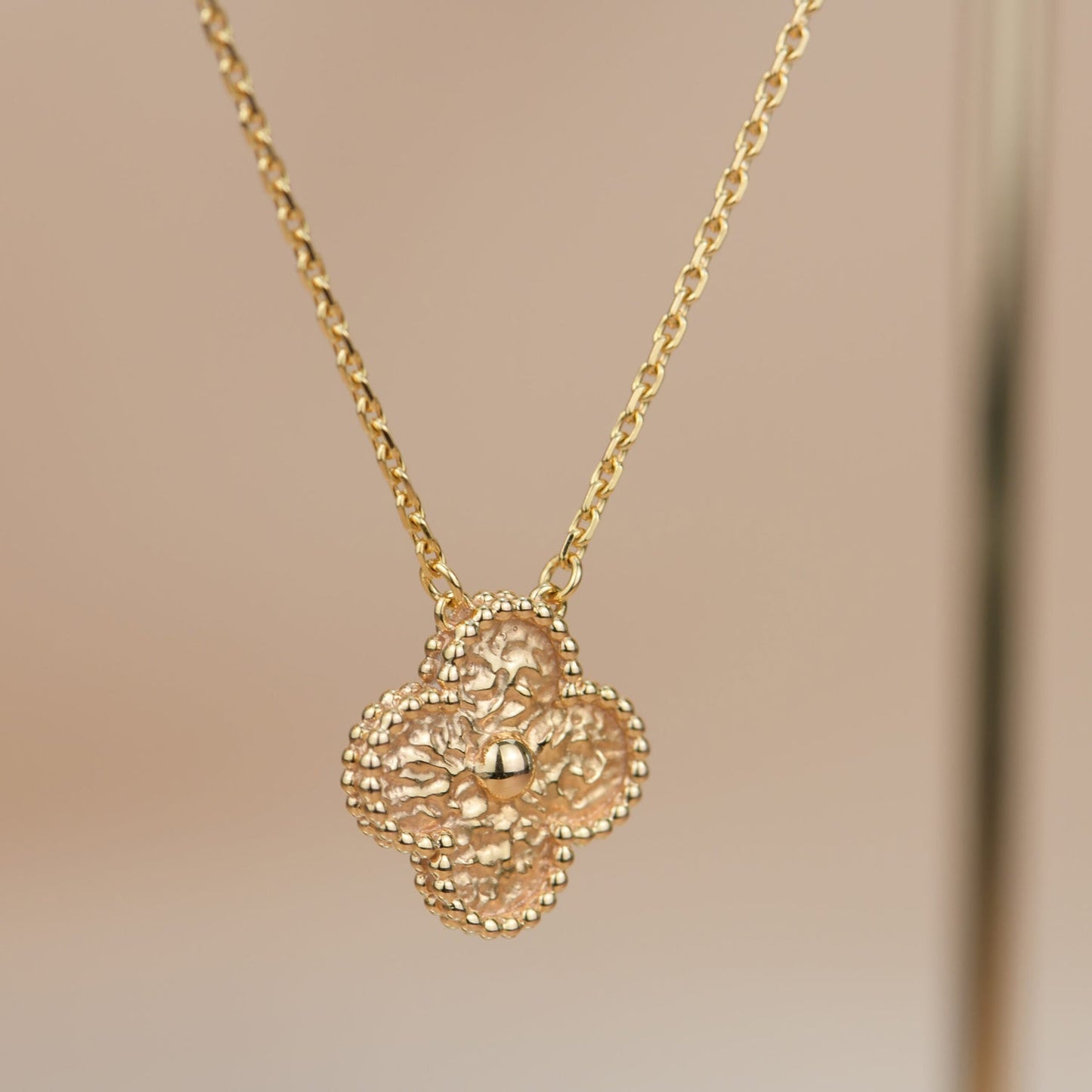 [Luxe Jewelry]CLOVER 15MM  BRONZING NECKLACE