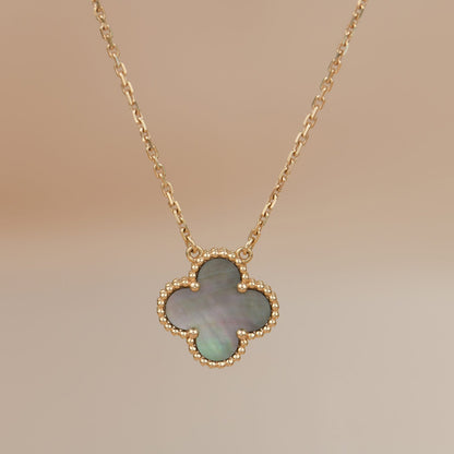 [Luxe Jewelry]CLOVER 15MM  GRAY MOTHER OF PEARL NECKLACE