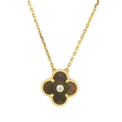 [Bijoux de luxe] Collier Clover 15 mm en diamants et nacre grise