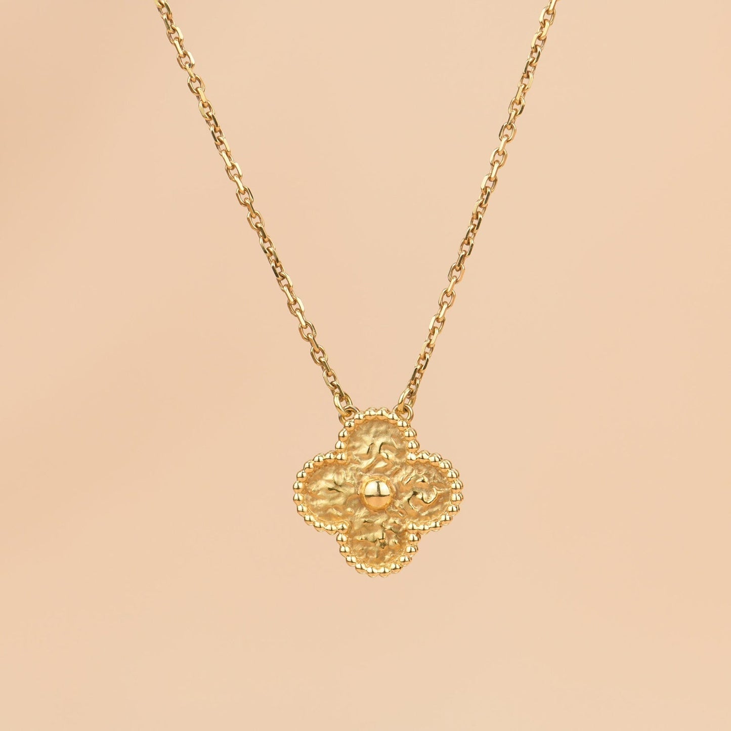[Luxe Jewelry]CLOVER 15MM  BRONZING NECKLACE