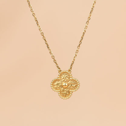 [Luxe Jewelry]CLOVER 15MM  BRONZING NECKLACE