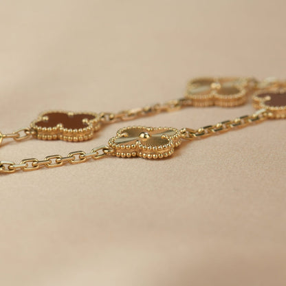 [Bijoux de luxe] BRACELET EN OR CORNALINE 5 MOTIFS TRÈFLE 