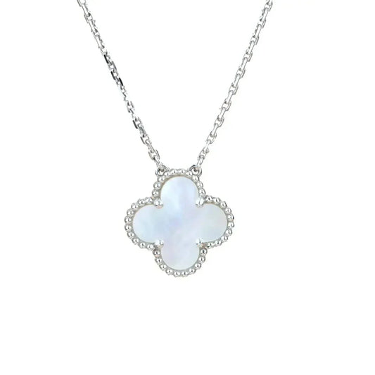 [Luxe Jewelry]CLOVER  15MM WHITE MOTHER-OF-PEARL SILVER