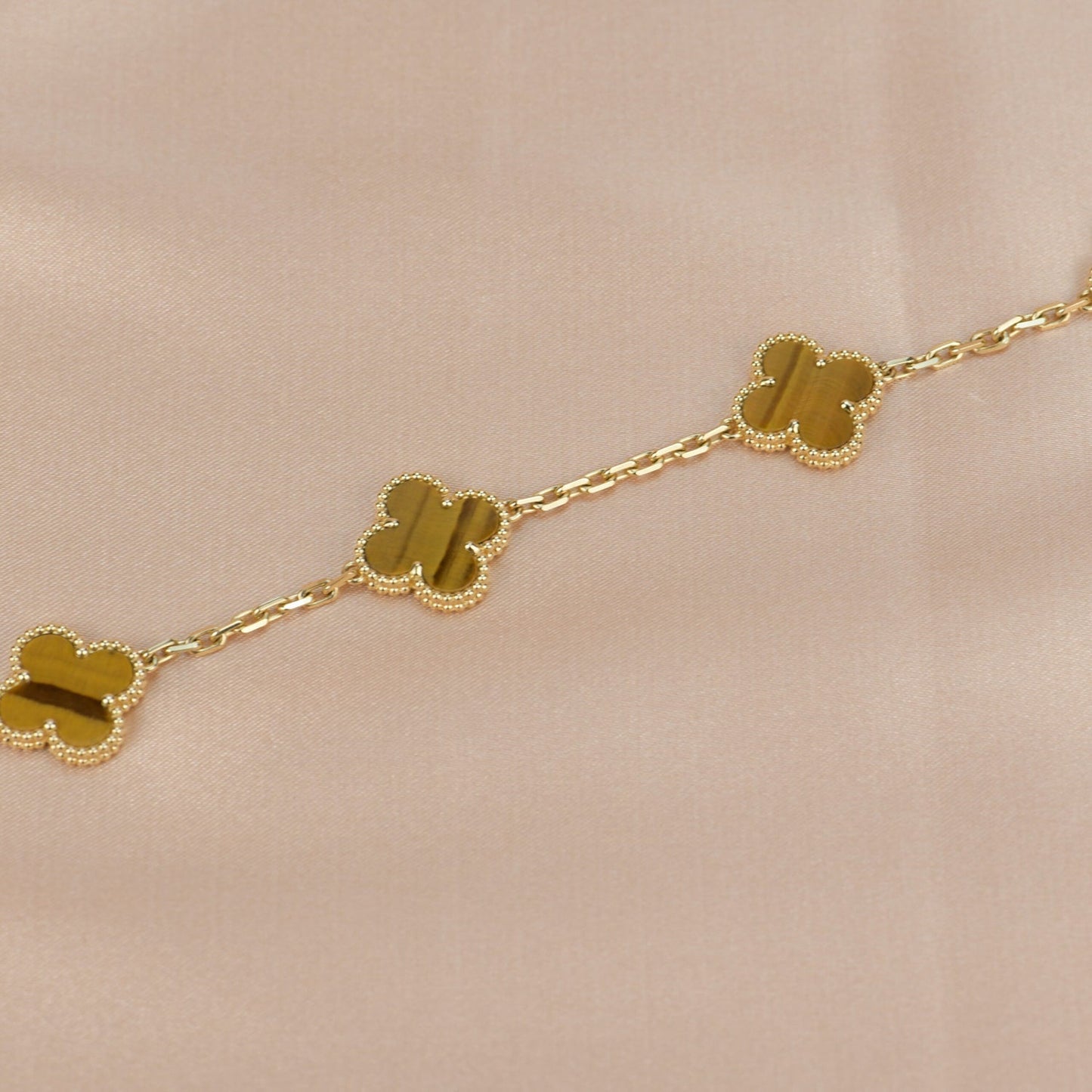 [Luxe Jewelry]CLOVER  5 MOTIFS TIGER EYE BRACELET