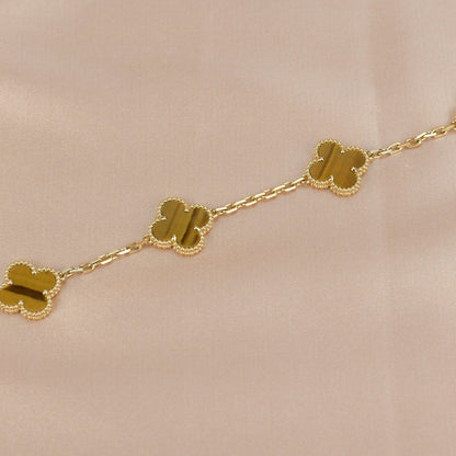 [Luxe Jewelry]CLOVER  5 MOTIFS TIGER EYE BRACELET