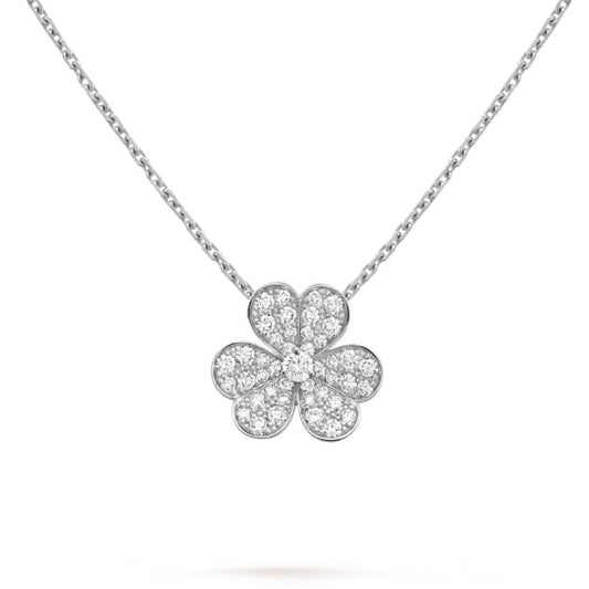 [Luxe Jewelry]CLOVER DIAMOND NECKLACE SILVER