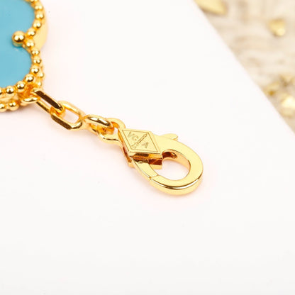 [Bijoux de luxe] BRACELET EN OR ET DIAMANTS TURQUOISE À 5 MOTIFS CLOVER