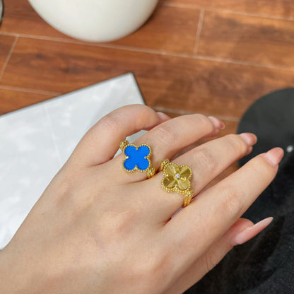 [Bijoux de luxe] BAGUE EN AGATE BLEUE RIVERSIBLE CLOVER