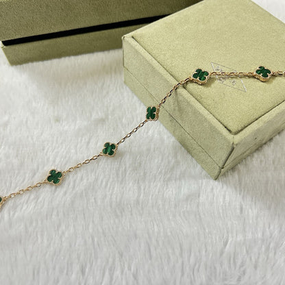 [Bijoux de luxe] Bracelet en malachite à six motifs de trèfle