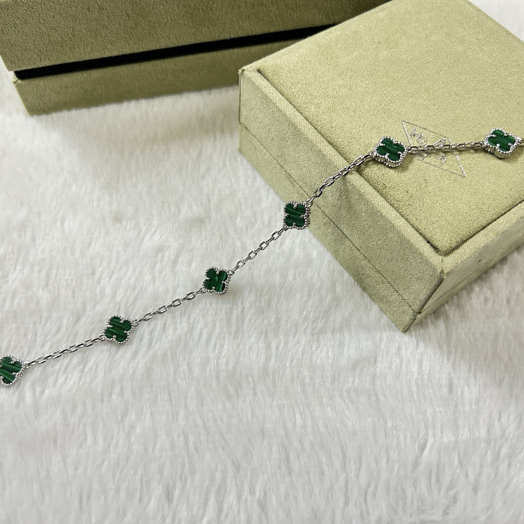[Bijoux de luxe] Bracelet en malachite à six motifs de trèfle