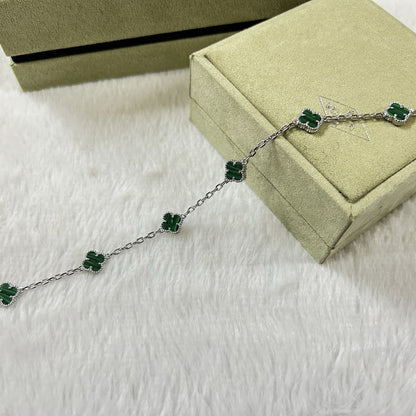 [Bijoux de luxe] Bracelet en malachite à six motifs de trèfle