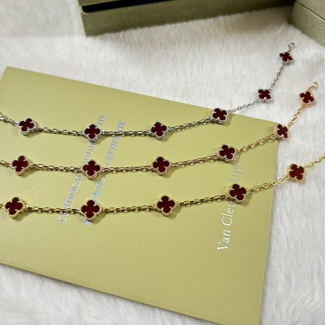 [Bijoux de luxe] Bracelet en agate rouge à six motifs