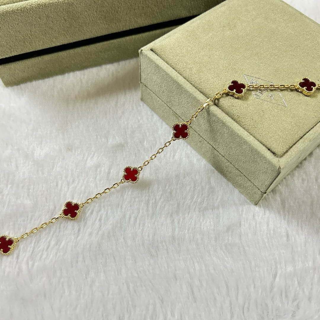 [Bijoux de luxe] Bracelet en agate rouge à six motifs