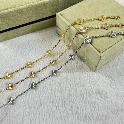 [Bijoux de luxe] Bracelet diamant à 6 motifs de trèfle