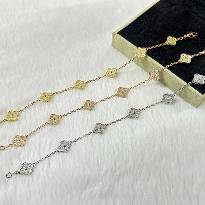 [Bijoux de luxe] Bracelet diamant à 6 motifs de trèfle