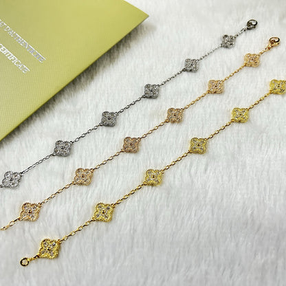 [Bijoux de luxe] Bracelet diamant à 6 motifs de trèfle