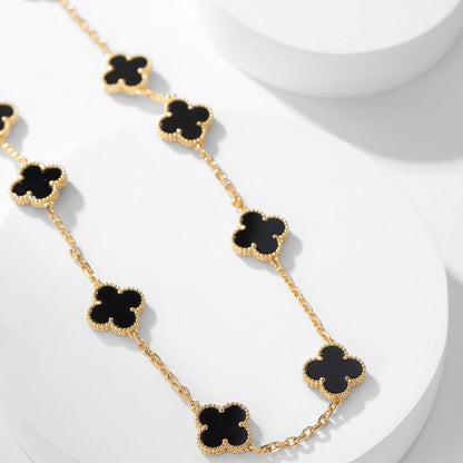 [Luxe Jewelry]CLOVERS THE 10-MOTIFS ONYX NECKLACE