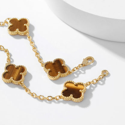 [Luxe Jewelry]CLOVERS THE 10-MOTIFS TIGER EYE NECKLACE