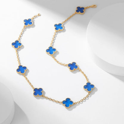 [Bijoux de luxe]CLOVERS LE COLLIER EN AGATE BLEUE À 10 MOTIFS