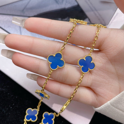 [Bijoux de luxe]CLOVERS LE COLLIER EN AGATE BLEUE À 10 MOTIFS