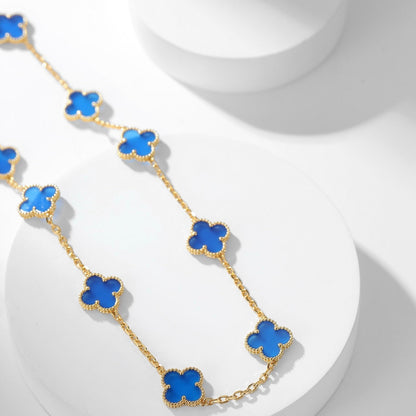 [Bijoux de luxe]CLOVERS LE COLLIER EN AGATE BLEUE À 10 MOTIFS