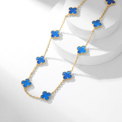 [Bijoux de luxe]CLOVERS LE COLLIER EN AGATE BLEUE À 10 MOTIFS