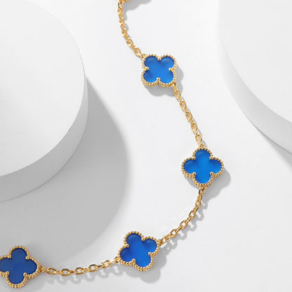 [Bijoux de luxe]CLOVERS LE COLLIER EN AGATE BLEUE À 10 MOTIFS